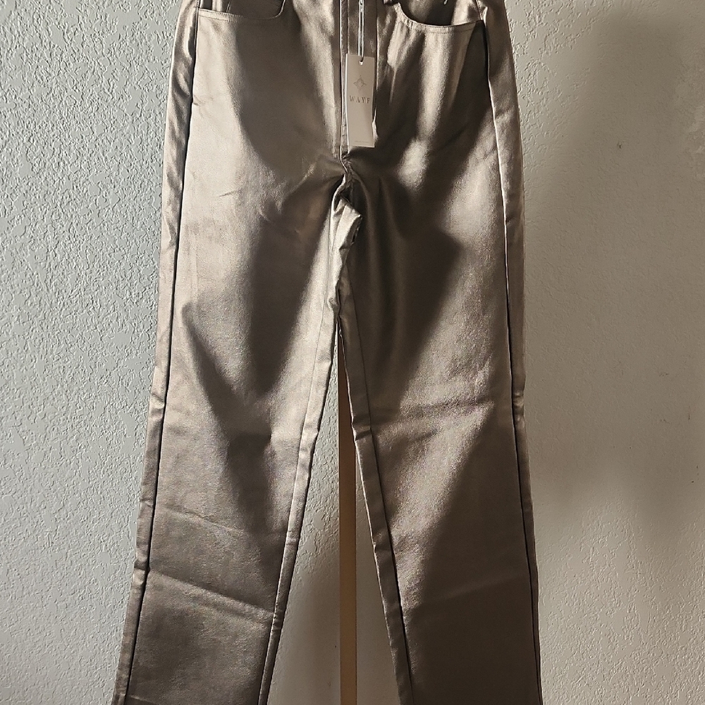 Wayf Metallic Flare & Wide Leg Jeans